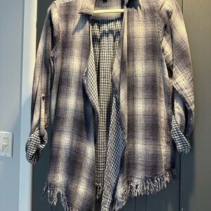 Hem & Thread Plaid Fringe Cardigan
